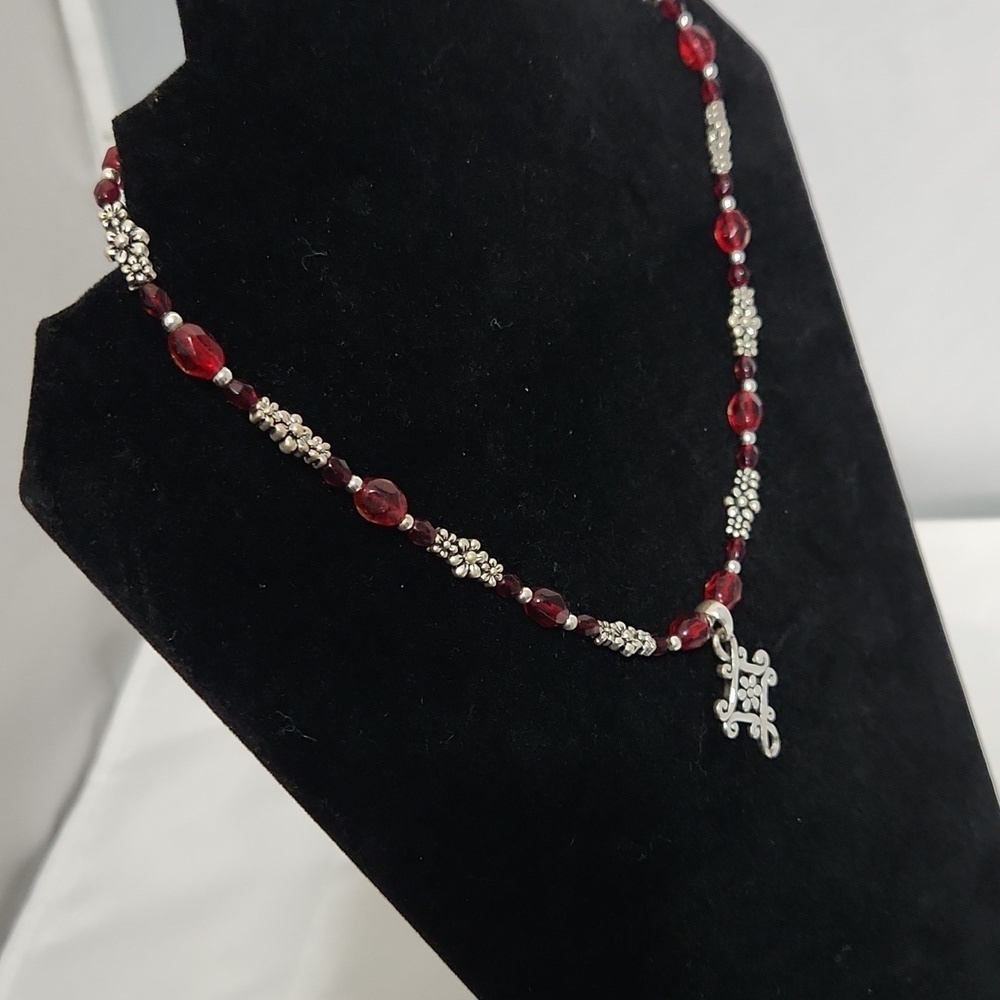 Vontage -Cookie Lee Red Crystal Pendant Necklace